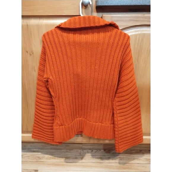 Derek Heart Chunky Cropped 3/4 Sleeve Button Front Knit Cardigan S Boho Grandma - Picture 3 of 5